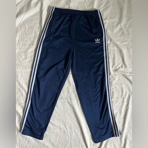 Vintage 90s Adidas Tear Away Track Pants Medium Navy Blue Snap Button Flag Tag
